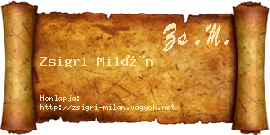 Zsigri Milán névjegykártya